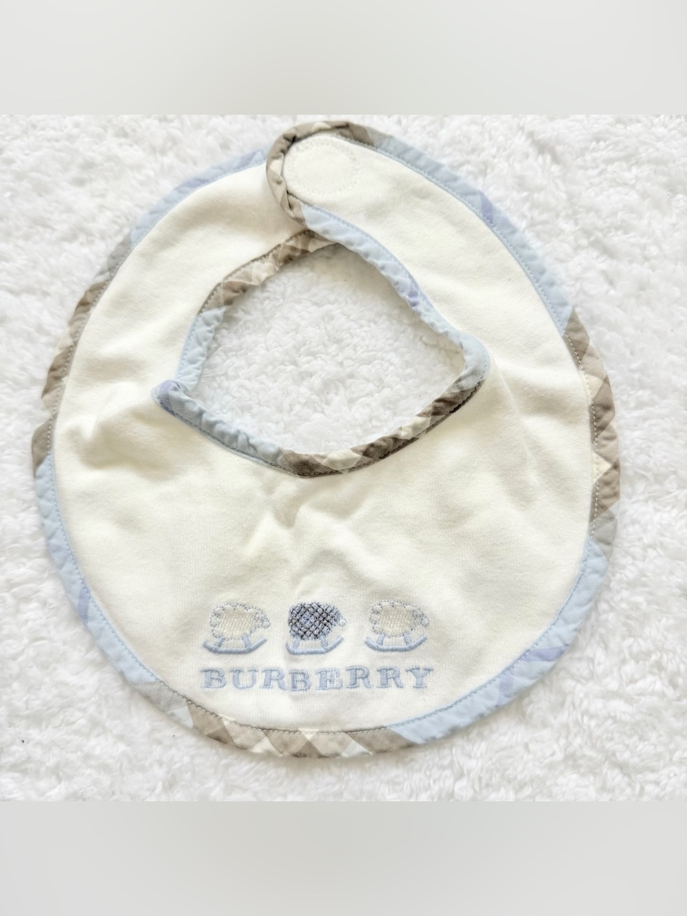 Burberry Baby Bib Infant boy Girl Unisex Sheep Nova Check blue Cotton